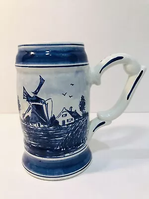 $8.99 • Buy Delft Blue Large Mug Stein Tankard Handpainted Made In Holland Windmill Flowers