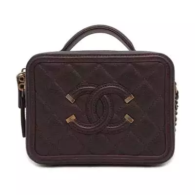 CHANEL Filigree 2way Vanity Bag Caviar Leather Purple A93342 • $2510