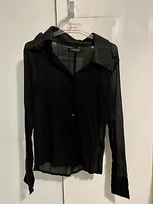 ZHIVAGO Sheer Black Button Down Silk Shirt - Size 6 • $15