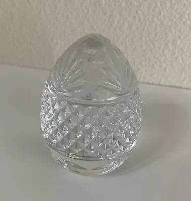 VINTAGE CRYSTAL Glass Egg 3.25”  France 1993 Clear CUT Pattern PAPERWEIGHT • $19