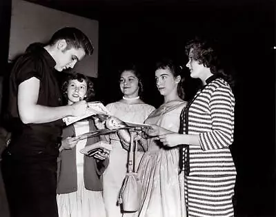 Elvis Presley Signs Autographs For Adoring Fans In Circa 1956 Old Photo • $9
