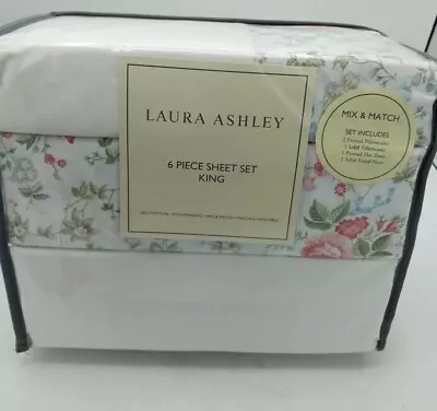 Laura Ashley 6pcs King Sheet Mix & Match Floral 100% Cotton  • $49.95