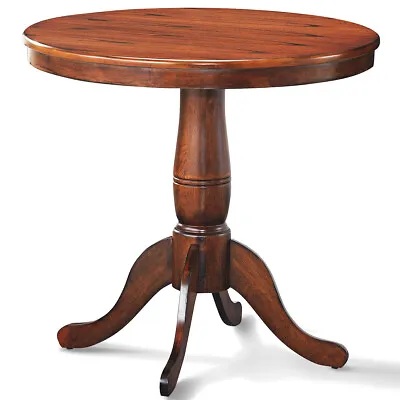 32  Round Pedestal Dining Table High Top Ped Table Kitchen Dining Room Walnut • $139.98