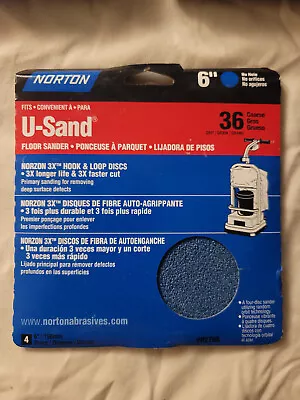  Norton U-Sand 6 Inch Grit 36 Hook & Loop Discs (4pk) • $8