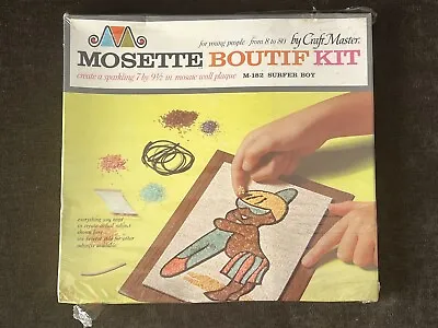 Vintage Mid Century Craft Master Mosette Boutif Kit SURFER BOY Gravel Pebble Art • $42.99