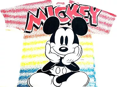 Vintage Mickey Mouse Shirt 1980s Disney All Over Print Colorful Velva Sheen XL • $500