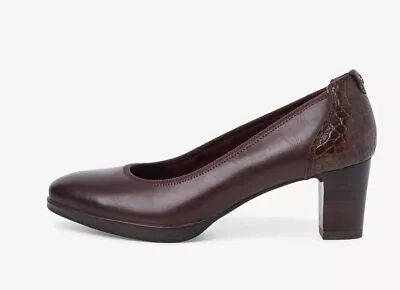 Tamaris Mahogany Comb Anti Shok Touch It Comfort 22446 Block Heel Court Shoes • $200.35