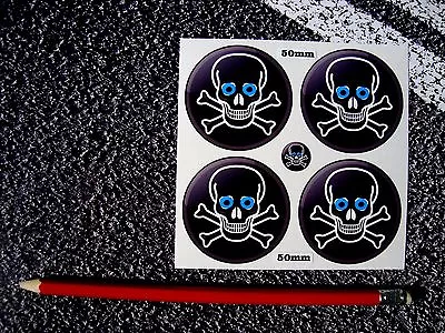 SKULL & CROSSBONES  Wheel Centres  Stickers 50mm VDUB T2 MINI • $3.36