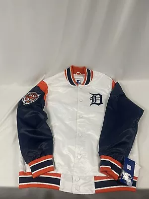 Detroit Tigers MLB Starter Force Play Varsity Satin Silk Jacket White Mens 4XL • $199.99