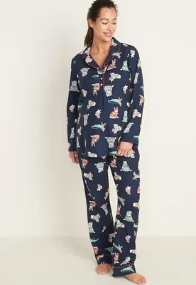 New! Old Navy Womens Maternity Flannel Pajamas Set Holiday Pets Size Small S    • £23.74