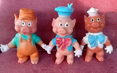 THE THREE LITTLE PIGS Rubber Toys BISERKA YUGOSLAVIA ART 230 7  / 18 Cm • $89.99