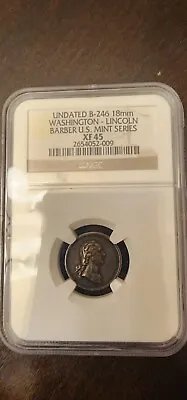 $75 • Buy 1770 George Washington, Abraham Lincoln Silver Medal Graded NGC