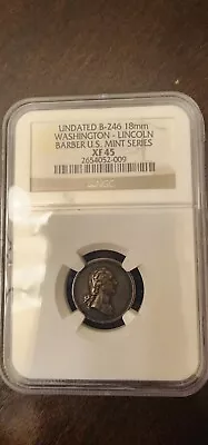 $75 • Buy 1770 George Washington, Abraham Lincoln Silver Medal Graded NGC