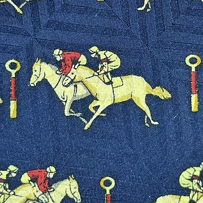 Unbranded Mens Jockey Horse & Racepost Printed Navy Silk Tie Y2 • £35