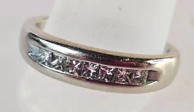Vintage 14K Princess Cut 7 Channel Set Diamonds  Ring Sz10 5.5mm Wide 6.8gms • $945