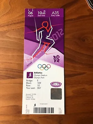 London 2012 Olympics Athletics Ticket Stub (6 Aug 2012) • £5