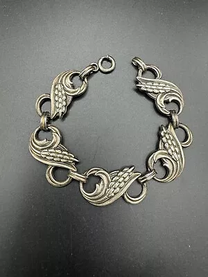 Vintage DANECRAFT 925 Sterling Silver Wheat Plant Link Bracelet 13.1 Grams • $45