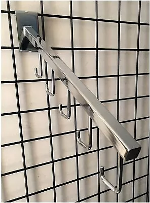 $39.95 • Buy 5 Hook Chrome Waterfall Square Tube For Gridwall Panels Set Of 5