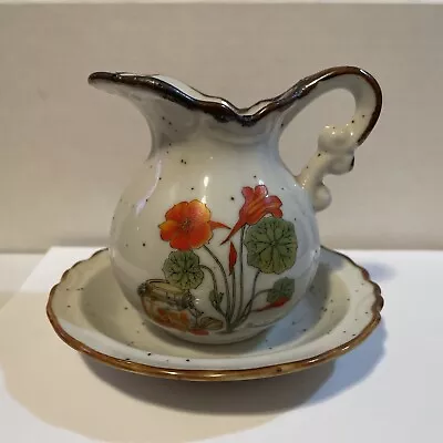 Vintage Small Pitcher And Bowl Floral Japan • $15