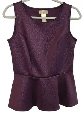 Miss Tina By Tina Knowles Shirt Womens Small Purple Sleeveless Peplum Blouse • $11.99