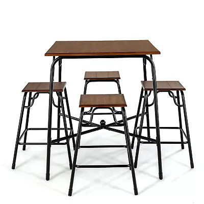 Costway 5PCS Bar Table Set Counter Height Dining Set W/ 4 Stools • $139.99