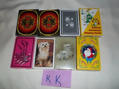 #KK- 8 Decks Cards 6 Factory Sealed Vintage & Christmas Cats Dogs Steamboats • $5.99