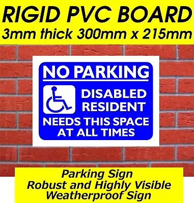 £3.99 • Buy No Parking Disabled Resident Needs This Space At All Times Sign