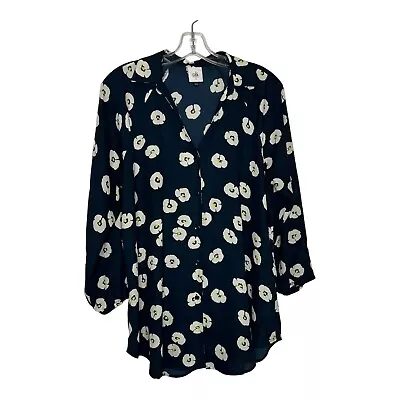 Cabi Womens Blouse Size Small Floral Blue Go To Button Up 3/4 Sleeves Daisy 5705 • $24.88