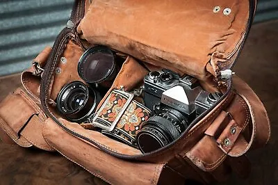 Vintage Leather DSLR SLR Camera Shoulder Messenger Satchel Bag For Men & Women9 • $59.99