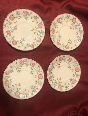 $12 • Buy Lot Of 4 Briar Rose 6.5” Saucers For Cream Soup Bowls Churchill  England Floral
