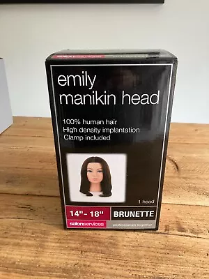 Manikin Training Head Emily 14-18  Brunette 100% Human Hair Salon Services • £49.99