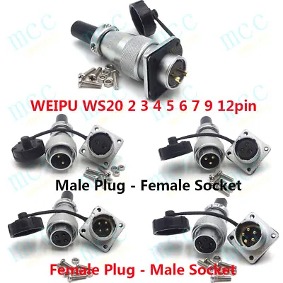 WEIPU WS20 2-15Pin CNC Industrial Aviation Connector， Panel Mount Wire Connector • $7.54