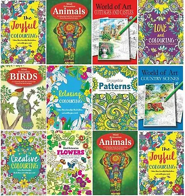 ADULT COLOURING BOOK BOOKS Mindfulness Anti-Stress ANIMALS RELAX WITH COLOUR • £2.75