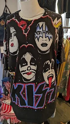Vintage 1992 Kiss Shirt XLarge Hanes Concert Tour All Over Print Winterland AOP • $295