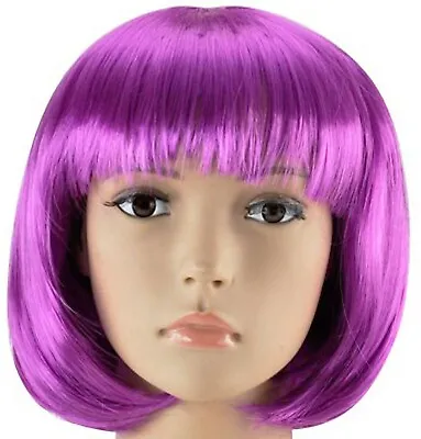 Womens Ladies Short Bob Wig Fancy Dress Cosplay Wigs Pop Party Costume Purple • £2.89