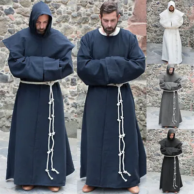 Medieval Men Renaissance Priest Monk Robe Cosplay Costume Halloween Party Shawl • $31.99