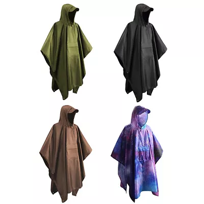 3 In 1 Poncho Raincoat Rain Waterproof Camping Hooded Outdoor Hiking Coat • $25.99