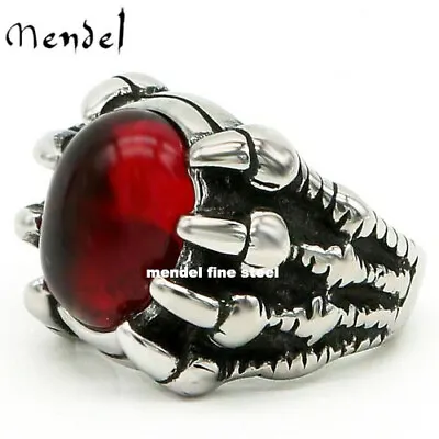 MENDEL Mens Red Onyx Dragon Claw Garnet Stone Ring Men Stainless Steel Size 7-15 • $11.99