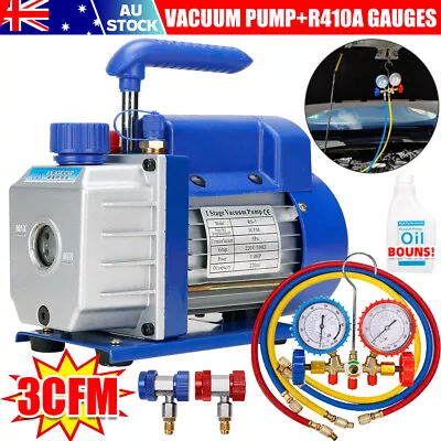 Heavy Duty Air Conditioning Vacuum Pump Refrigeration Gauges 1Stage R410a 3CFM • $126.85