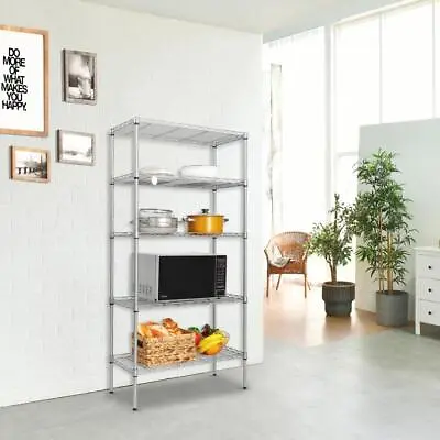 5 Layer Garage Wire Metal Shelving Unit Commercial Heavy Duty Storage Shelf Rack • $41.59