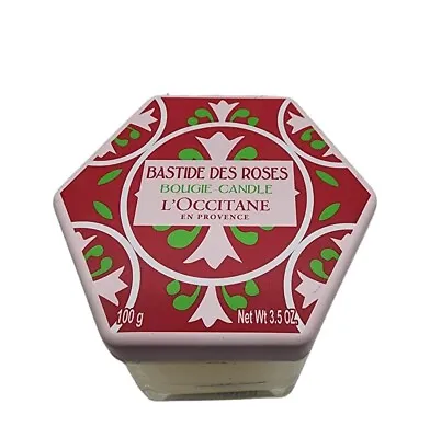 L'occitane French Bastide Des Roses Bougie Candle 3.5 Oz Rose Scented Glass Jar • $19.99