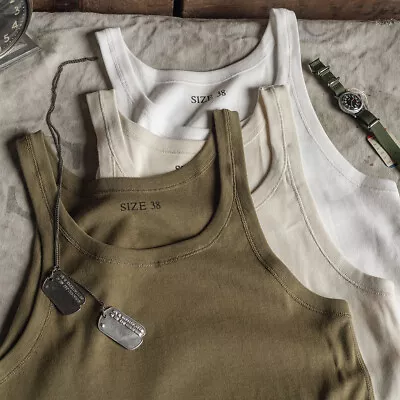 Bronson WWII Tank Top A Type Sleeveless Undershirt Cotton Tee Stretch Slim Fit • $23.49