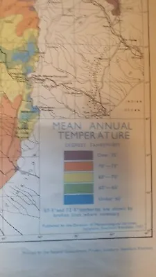 Vintage Map 1957 Rhodesia Nyasaland Mean Temp Salisbury Lusaka Livingstone • £20