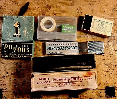 Vintage Boxes  Water Color Crayons Korns Charcoal Professional Movie Prop • $12.77