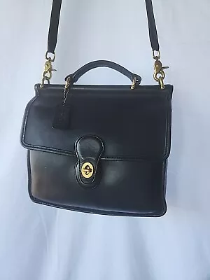 COACH Vintage Willis 9927 Crossbody Bag Black Leather Brass Purse Costa Rica  • $148