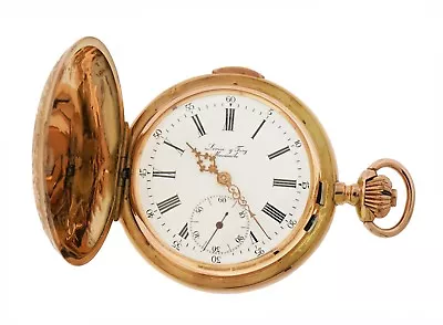  LOVISI & FREY 14KT Pocket Watch MARACAIBO Quarter-Repeater W/White Enamel Dial  • $4800