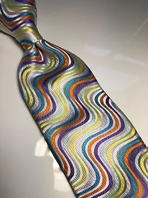 Nwt Verse 9 Multi Color Geometric Style Print Silk Designs Neck Tie & Hanky • $22