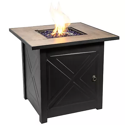 Outdoor Gas Fire Pit Propane Garden Patio Heater Firepit Steel Base Black • $279.99