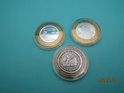 $28 • Buy Lot Of 3, Mixed Limited Edition $10 Casino Gaming Tokens .999 Fine Silver. C351