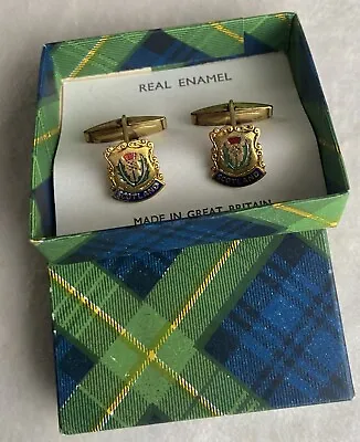 Real Enamel Vintage Scotland Cuff Links Thistle Cufflinks In Original Box • $6.21